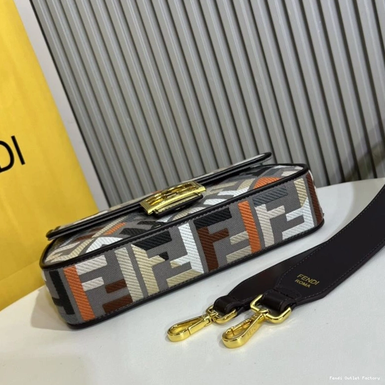 Cheap HOT Bag Fendi Baguette Multi Grey Canvas FF Motif In Medium 0707